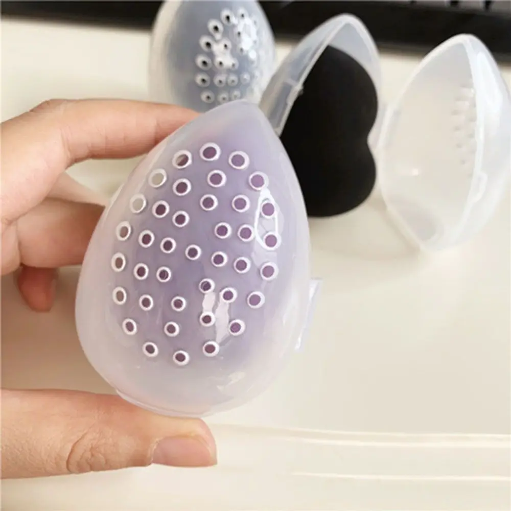 Girls Makeup Tool Transparent Cosmetic Puff Holder Egg Puff Case Puff Holder Storage Box Sponge Egg Box