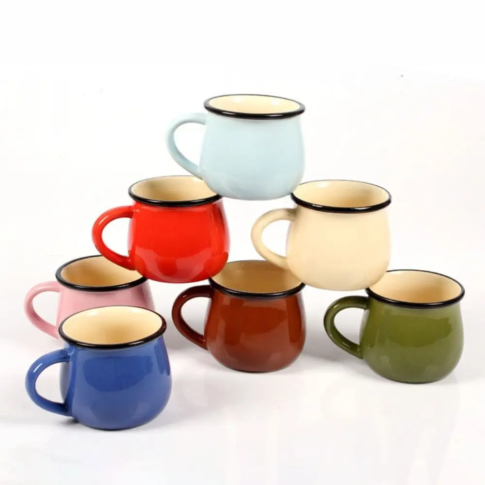 Drinkware Nordic Ceramic Milk Cup Solid Color Vintage Coffee Mug 300/400ml Tea Cup Valentine's Day Present