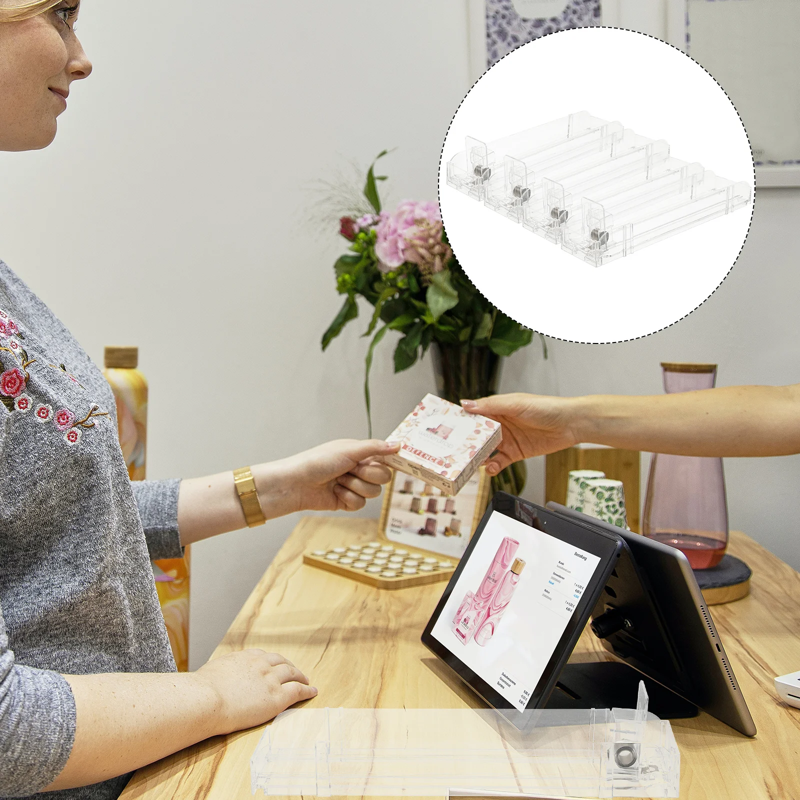 

4 Pcs Cigarette Display Holder Shelf Automatic Pusher Rack Retail Store Cigarettes Show