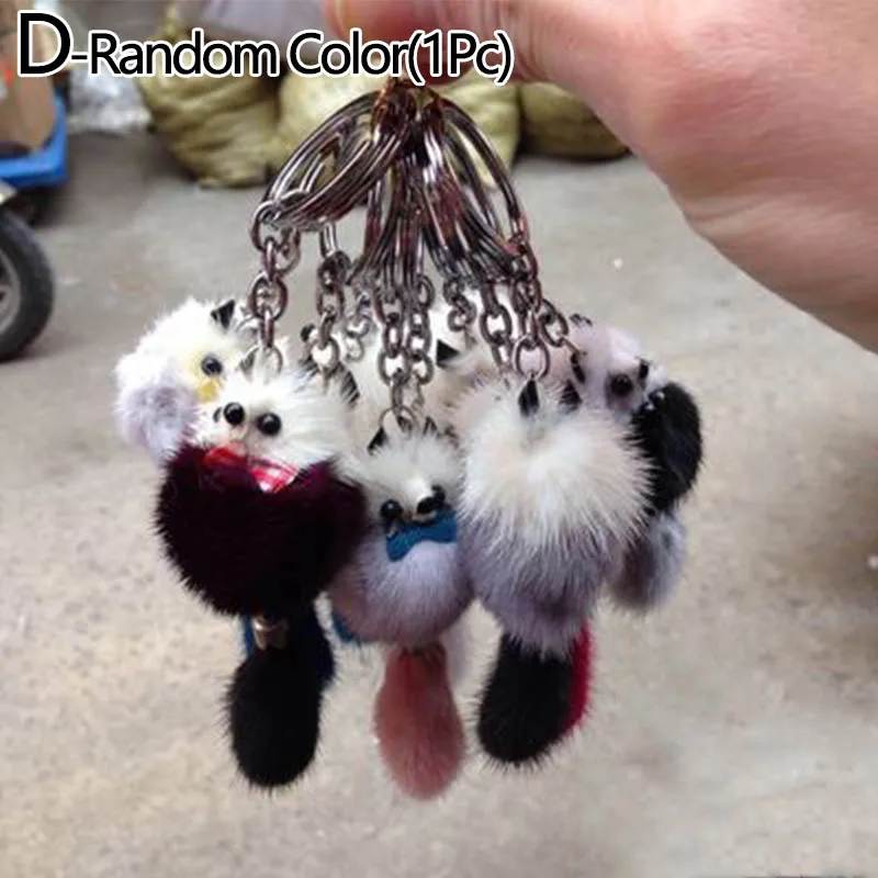 Simulation Fox Fur Pompon Keychain Fluffy Plush Animal Cute Cartoon Mouse Keyrings Car Hanging Pendant Women Bag Hanger Gifts