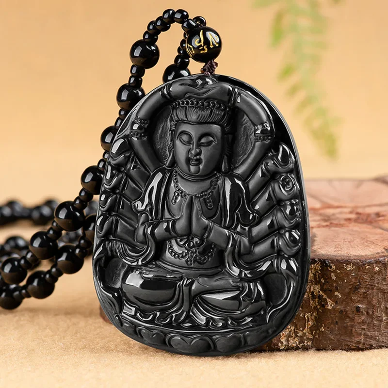 

Burmese Jade Guanyin Pendant Amulet Charms Gift Black Accessories Necklace Amulets Jadeite Natural Jewelry Man Emerald