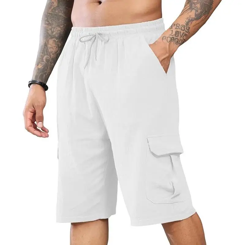 

Men's Hemp Shorts with Multiple Pockets And Drawstring Sporty Short Length Knee above Fabric Other 100% No Brand Registered T...