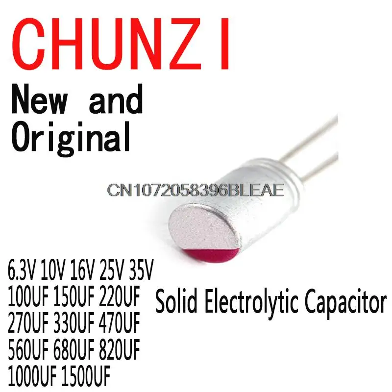 20 adet DIP katı elektrolitik kondansatör 6.3V 10V 16V 25V 35V 100UF 150UF 220UF 270UF 330UF 470UF 560UF 680UF 820UF 1000UF 1500UF
