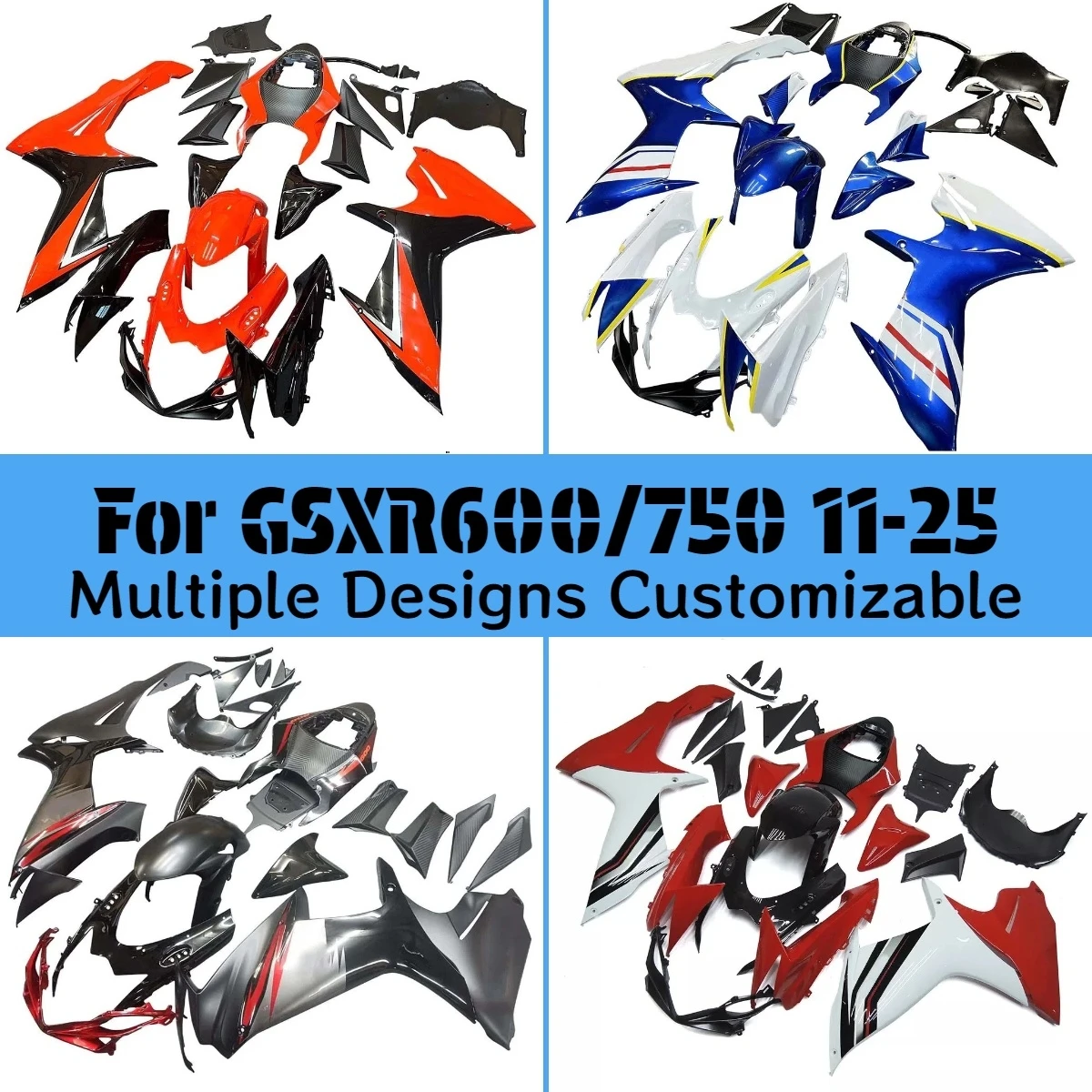 Für GSXR600/750 2011-2025 Motorradverkleidungen GSXR 600 750 11-25 ABS Spritzguss-Verkleidungskit