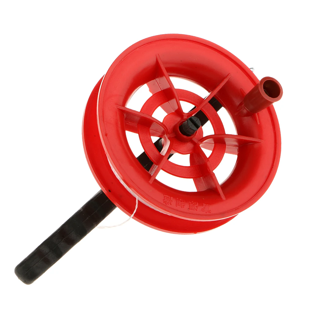 Carrete de agarre de cometa de fuego rojo, herramienta de mango de rueda con cuerda trenzada para niños y adultos, juego al aire libre, alta calidad