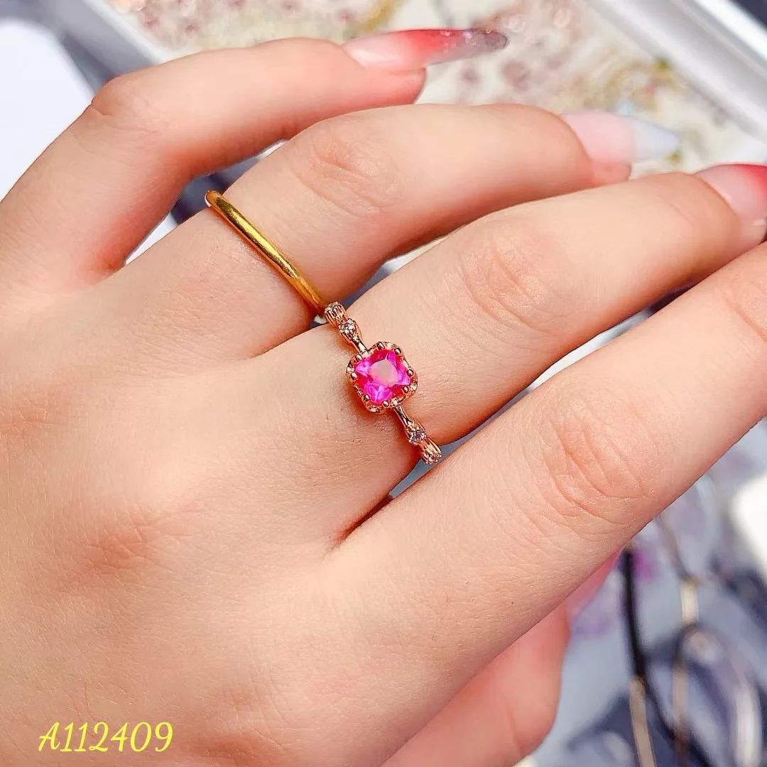 

KJJEAXCMY Boutique Jewelry 925 Pure Silver Inlaid Natural Pink Topaz Women's Ring Party Birthday Wedding Gift