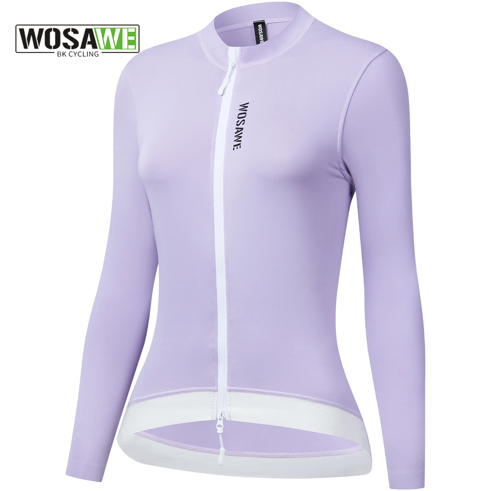 WOSAWE Women's Long Sleeve Cycling Jersey Breathable Quick-Dry UV Protection Slim Fit Bicycle Clothes with two way YKK Zipper