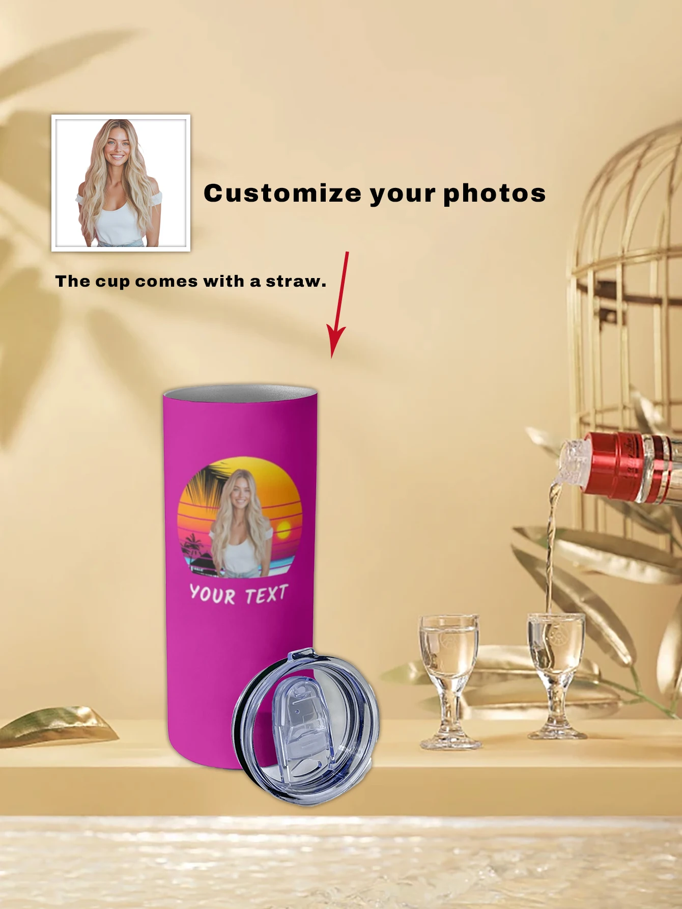 

Custom 20oz Skinny Tumbler with Straw Using Photo Name Custom Tumbler Personalized Cup Custom Tumbler Travel Mug