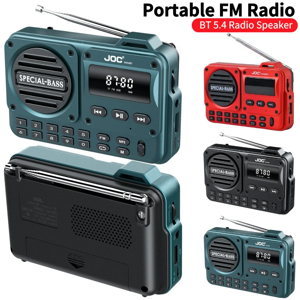 Portable Digital FM Radio Rechargeable Digital Radio Recorder with LED Display BT 5.4 Radio Speaker for Home Travel