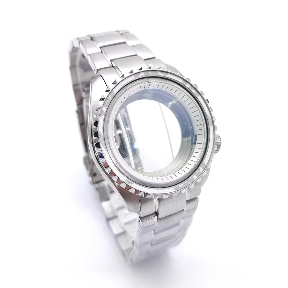 Per Submariner Custodia 42mm 50M Diving Quadrante in vetro zaffiro Solido Oyster/Jubilee Bracciale per movimento NH35 NH36