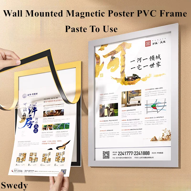 10 Pieces A4 210x297mm Wall Mounted Durable Magnetic Self-adhesive Plastic Photo Picture Sign Frame PVC Advertising Poster Frame