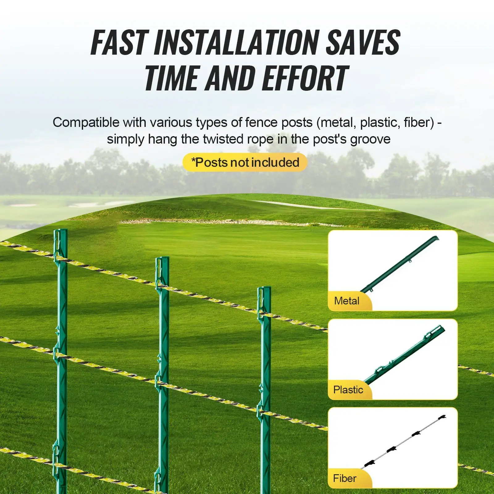 Kawat Pagar Listrik 3366Ft 1026M Polywire untuk Kuda, Sapi, dan Ternak