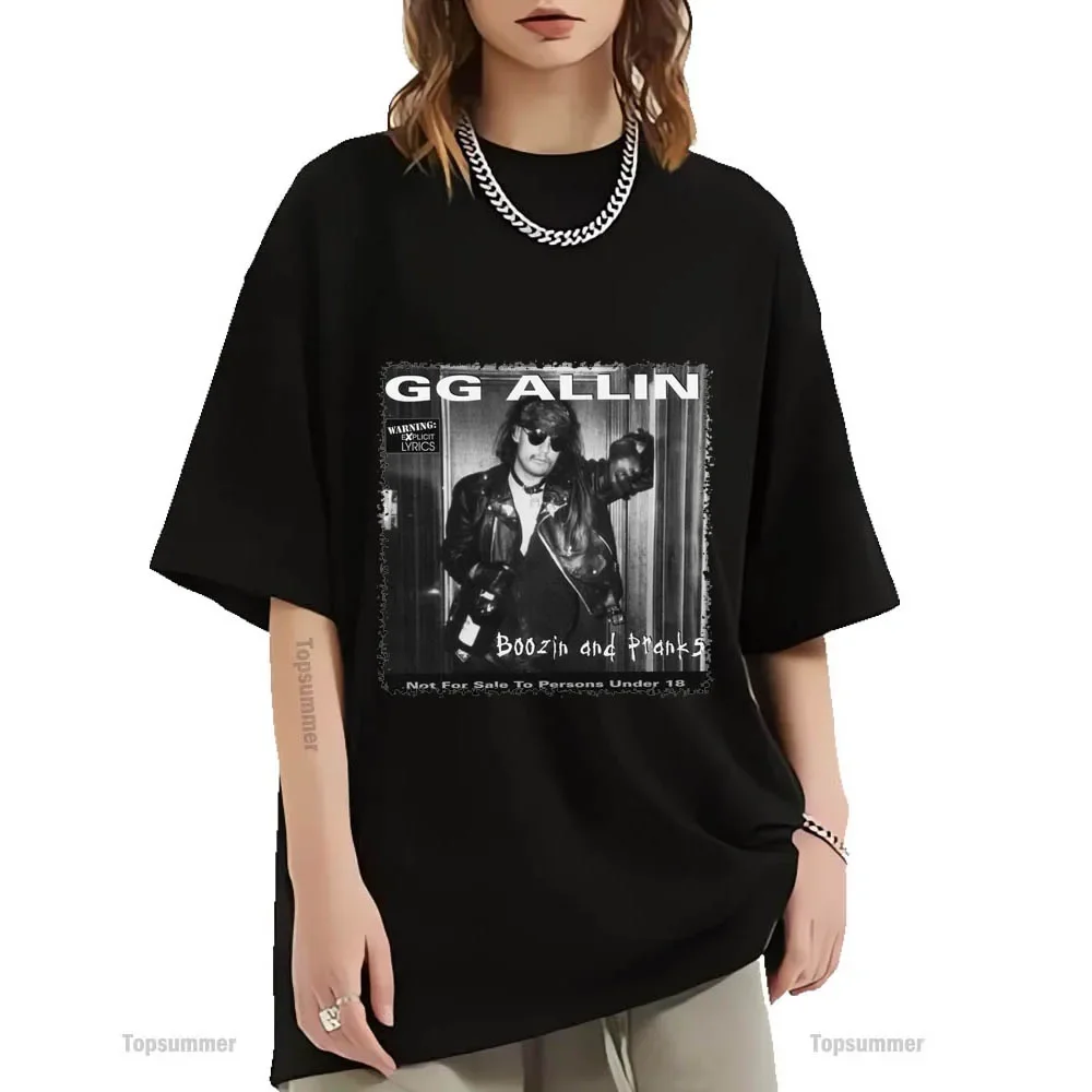 Boozin and Pranks Album T Shirt GG Allin Tour T-Shirt Female Hip Hop Harajuku Short Sleeve T Shirts Male Cotton Clothings