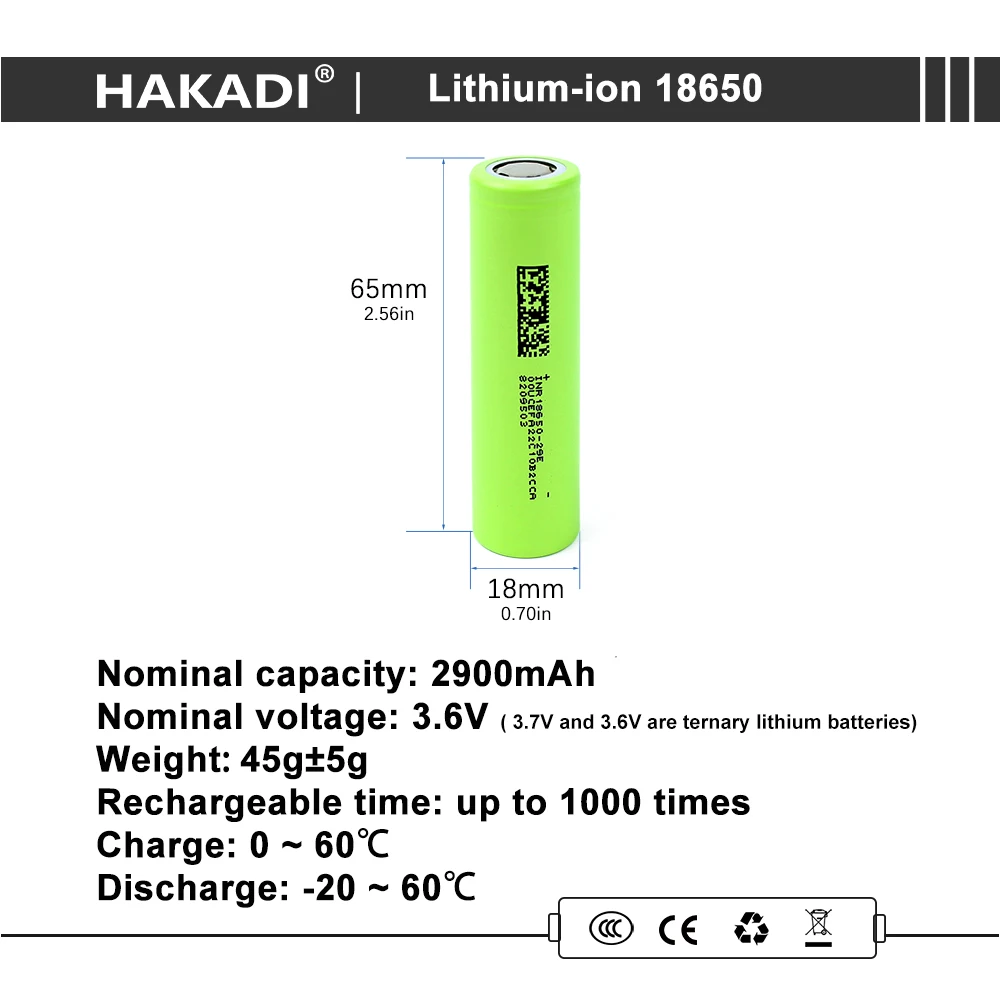 SelianEnergy NMC 18650 Lithium Batteries 3.7V 2900mAh Rechargeable Battery High Capacity For Scooters Flashlight Headlight Cell