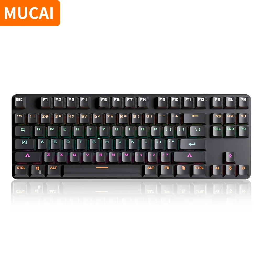 

Игровая Механическая USB клавиатура MUCAI MK870, Красный переключатель, 87 клавиш, проводной съемный кабель, RGB подсветка, поддержка замены