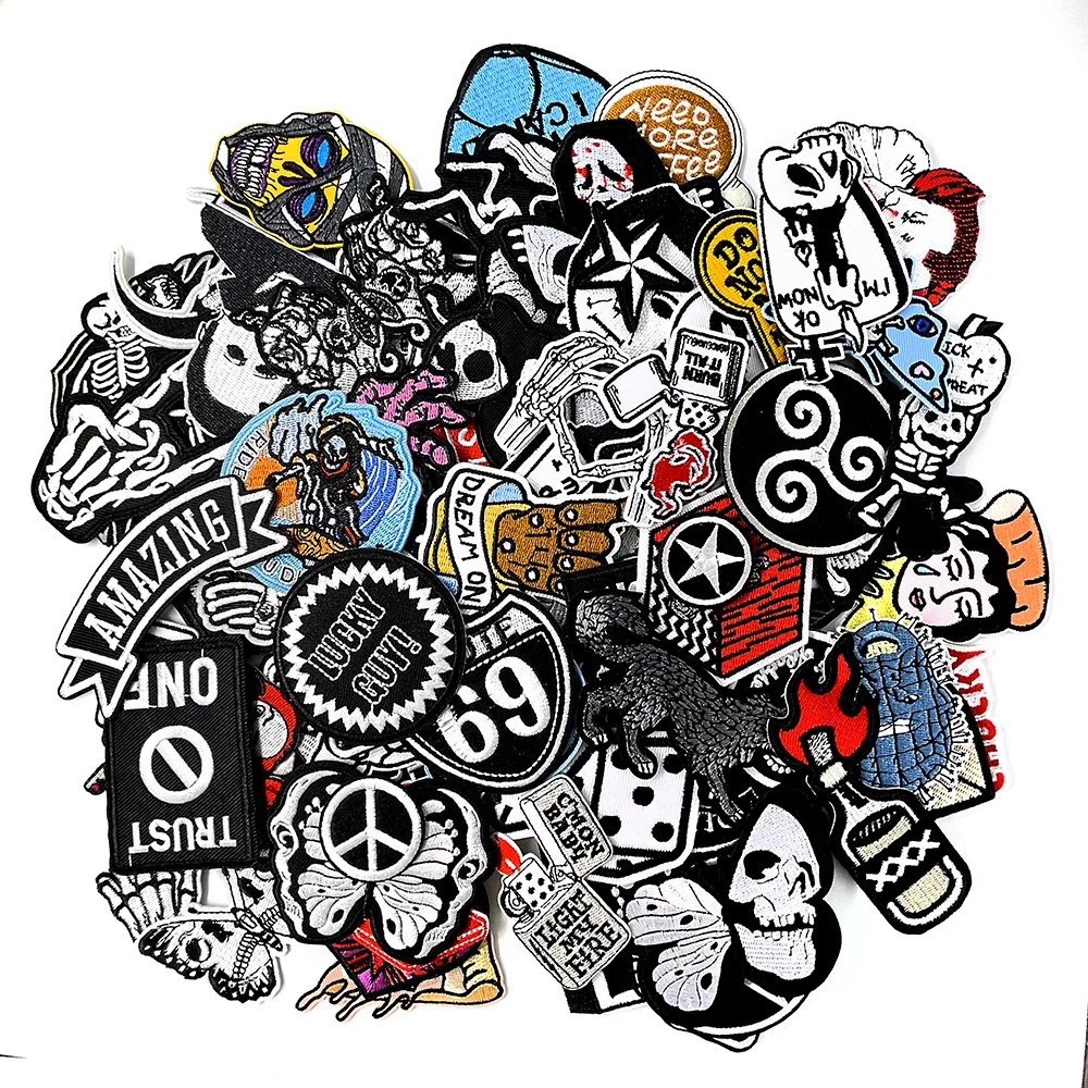 100Pcs/Lot Random Mixed Patches Embroidered Applique Clothes Accessories Apparel Supplies Decoration Cloth Repair Mend Patch