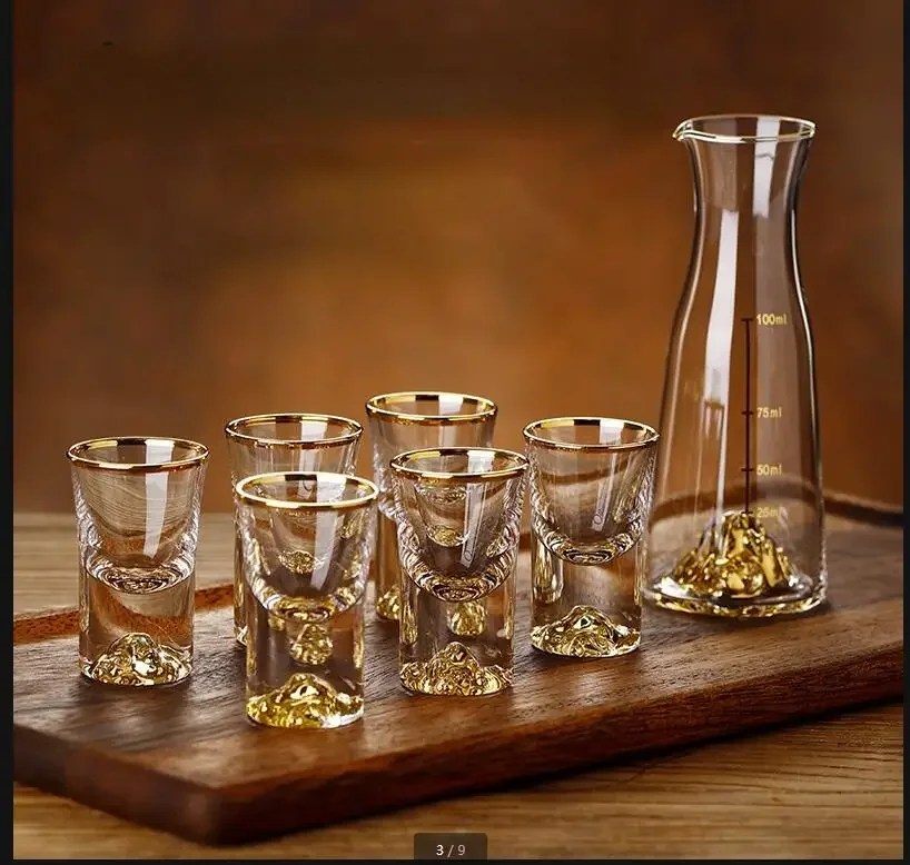 

Transparent Crystal Glass Wine Glass Set Flasks Liquor Glasses Wine Period Spirit Glass Winecup 7 Piece Set