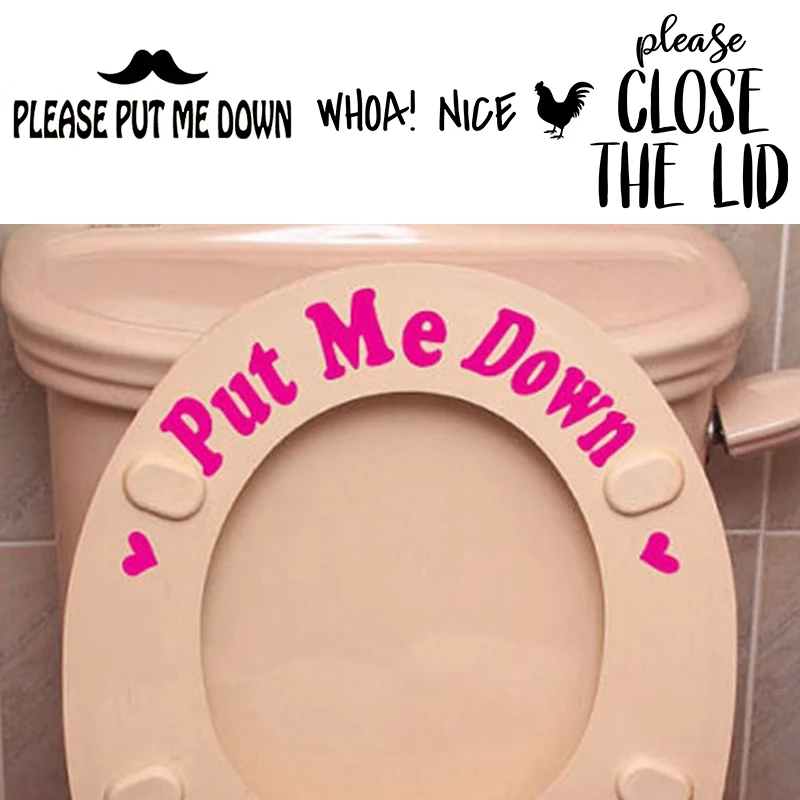 PUT ME DOWN Toilet Seat Remined Sign Vinyl Sticker Funny Bathroom Decor, Please Close the Lid Decal Funny Boys Restroom Decor