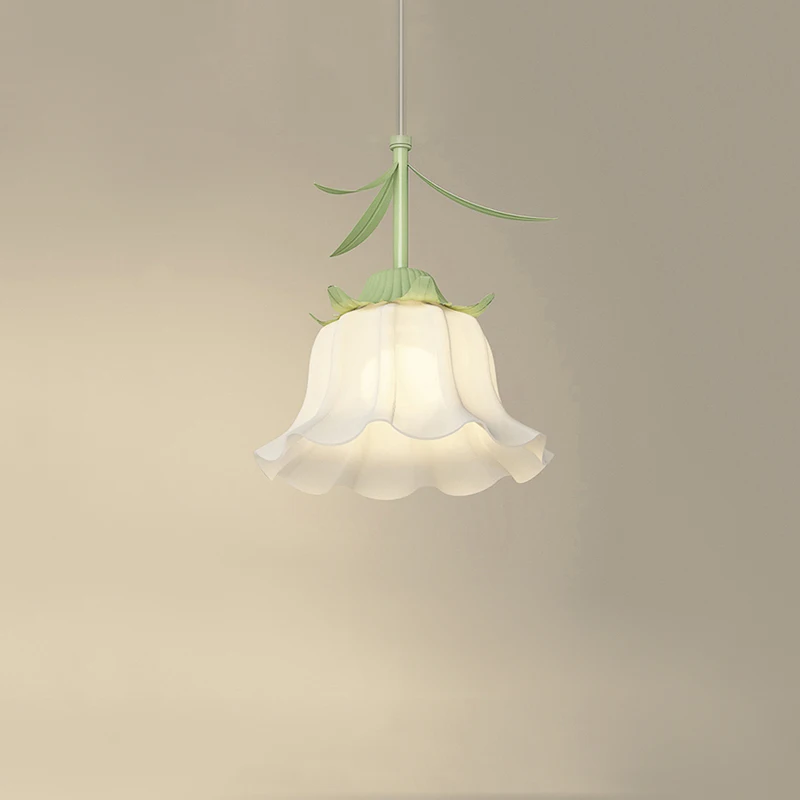 2023 New Modern Simple Flower Chandelier Retro French Pastoral Cream Style Bedroom Restaurant Long Line Small Pendant Lamps