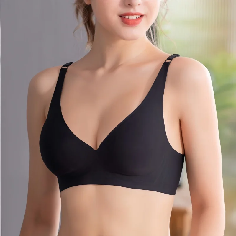 Sujetadores sin costuras para mujer, sin aros, Push Up, con cuello en V, Bralette deportivo, ropa interior acolchada, lencería íntima femenina