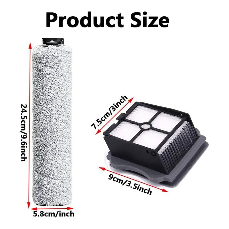 A83g-kit de acessórios para tineco floor one s3/ifloor 3, rolo de escova de filtro de vácuo para tineco floor one s3 sem fio molhado e seco