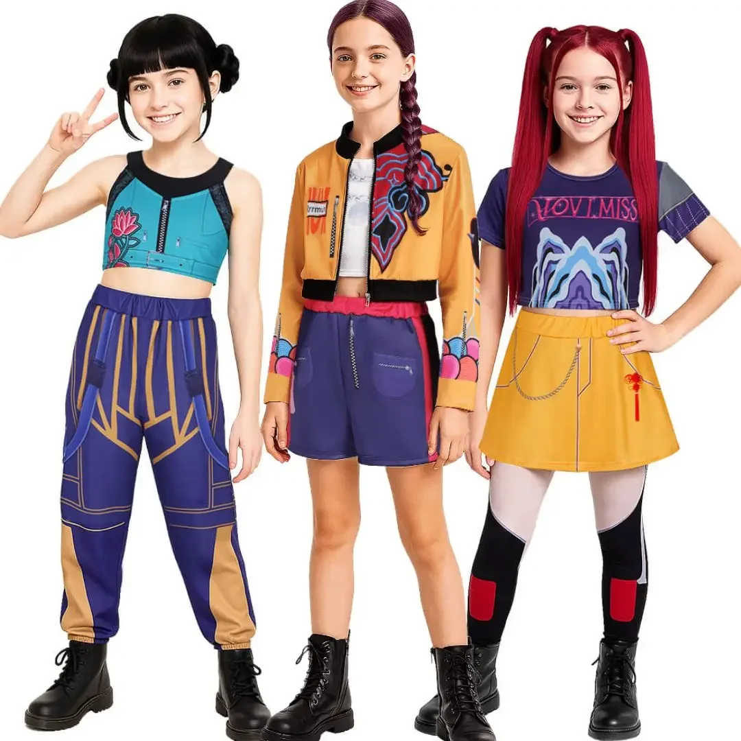 

New Kpop Rumi Zoey Mira Halloween Party Cosplay Costume Kids Demon Hunters Teenagers Girls Birthday Gifts Roleplay Outfits