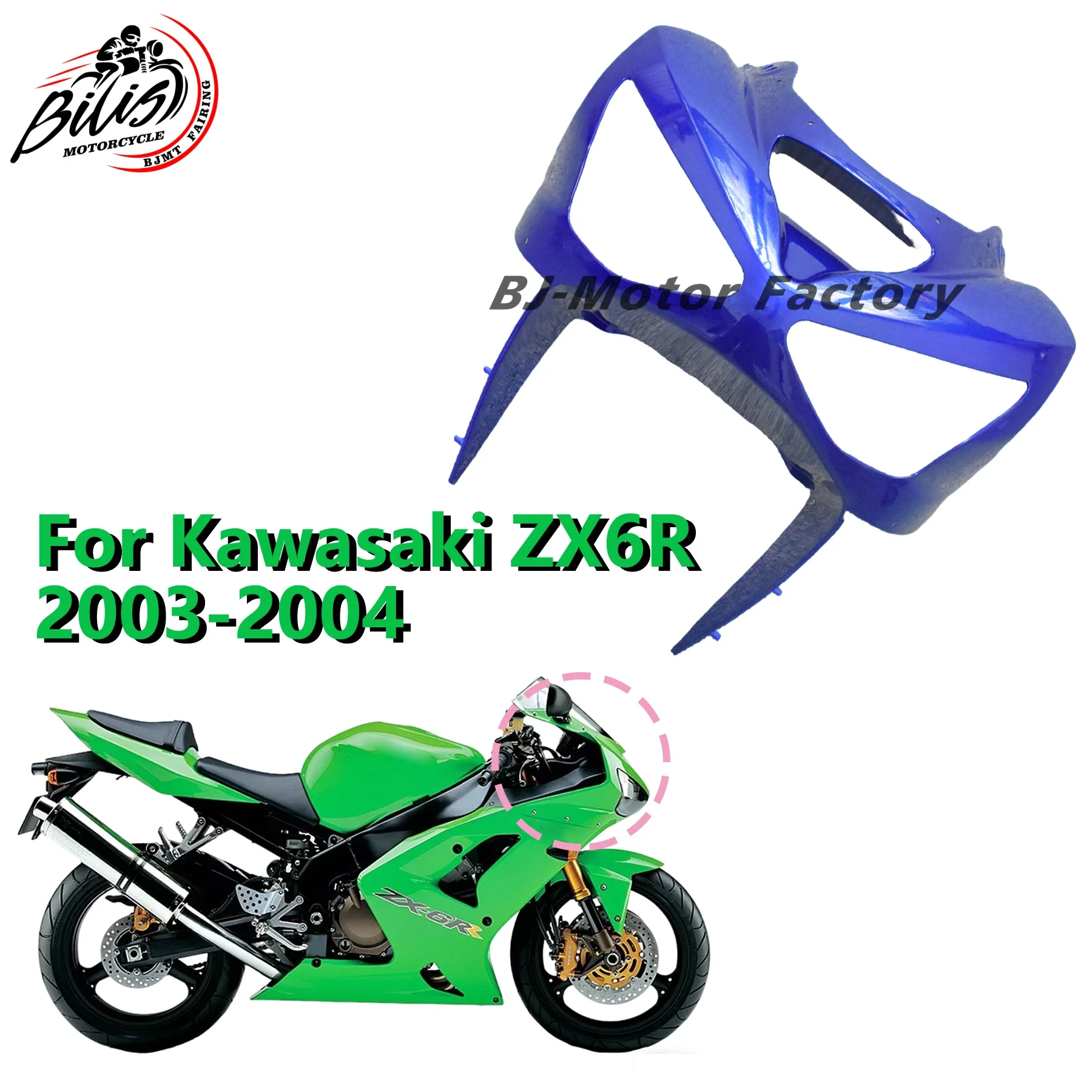 

Fit For KAWASAKI ZX-6R ZX636 ZX6R 2003 2004 Green Front Nose Headlight Cover Fairing Cowl