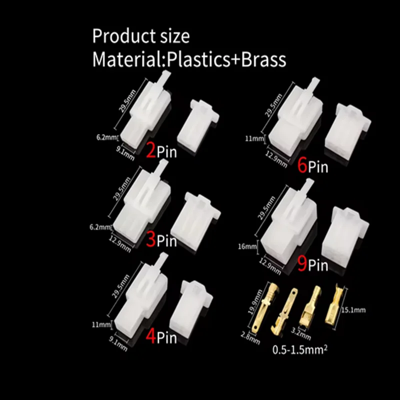 Car Motorcycle Electrical Connectors: 2.8mm 2 3 4 6 9 Pin Wire Terminal Hooks for Male & Female Terminals Assorted Kit