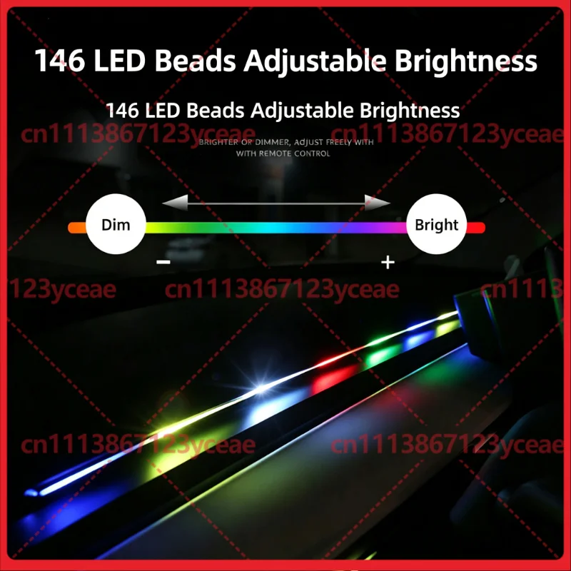 For Auto RGB Flow LED Acrylic Interior Center Console Ambient Light USB Car Decor Lamp Aftermarket Replacement Spare Part