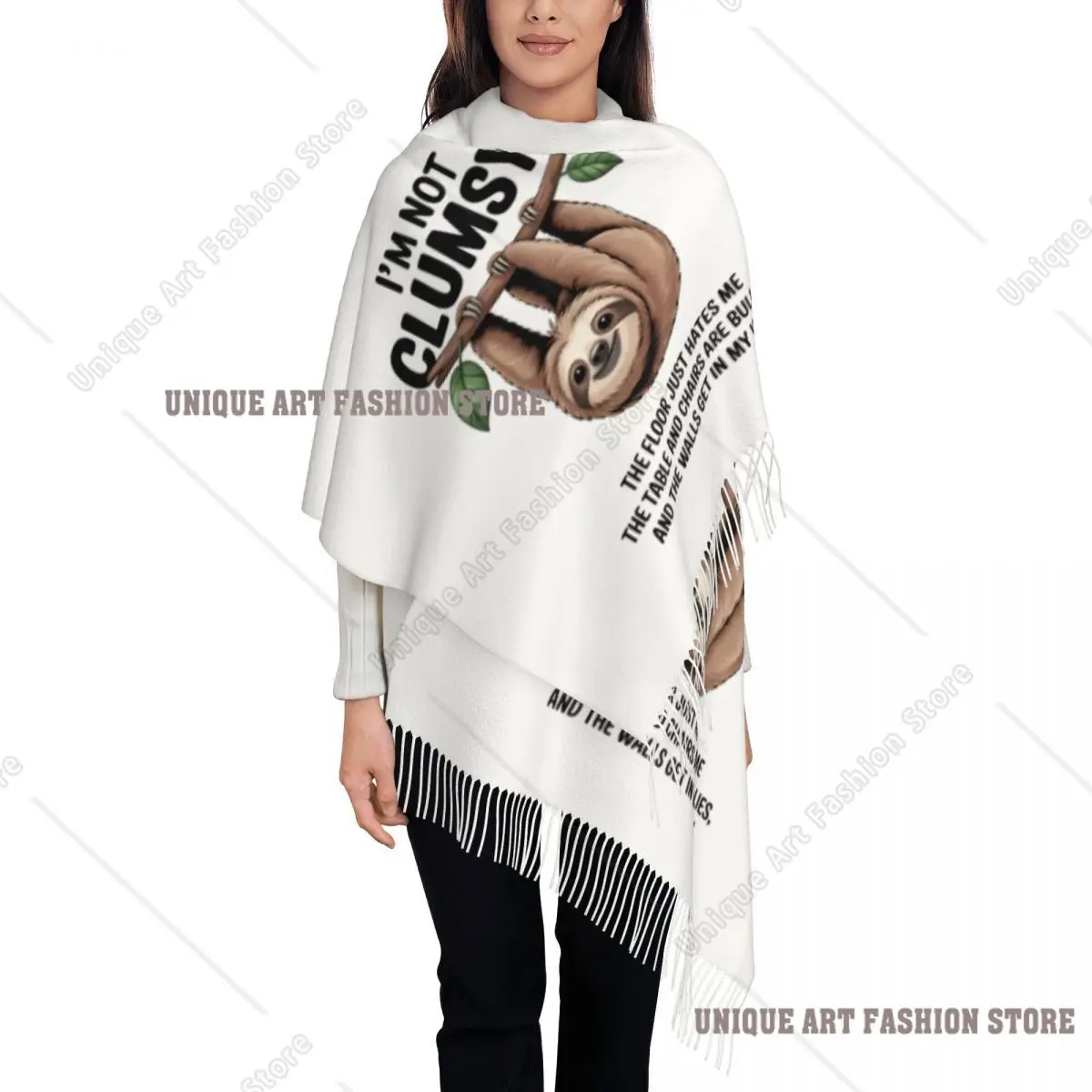 Impression personnalisée drôle paresseux je ne suis pas maladroit écharpe femmes hommes hiver automne chaud écharpes châles enveloppes