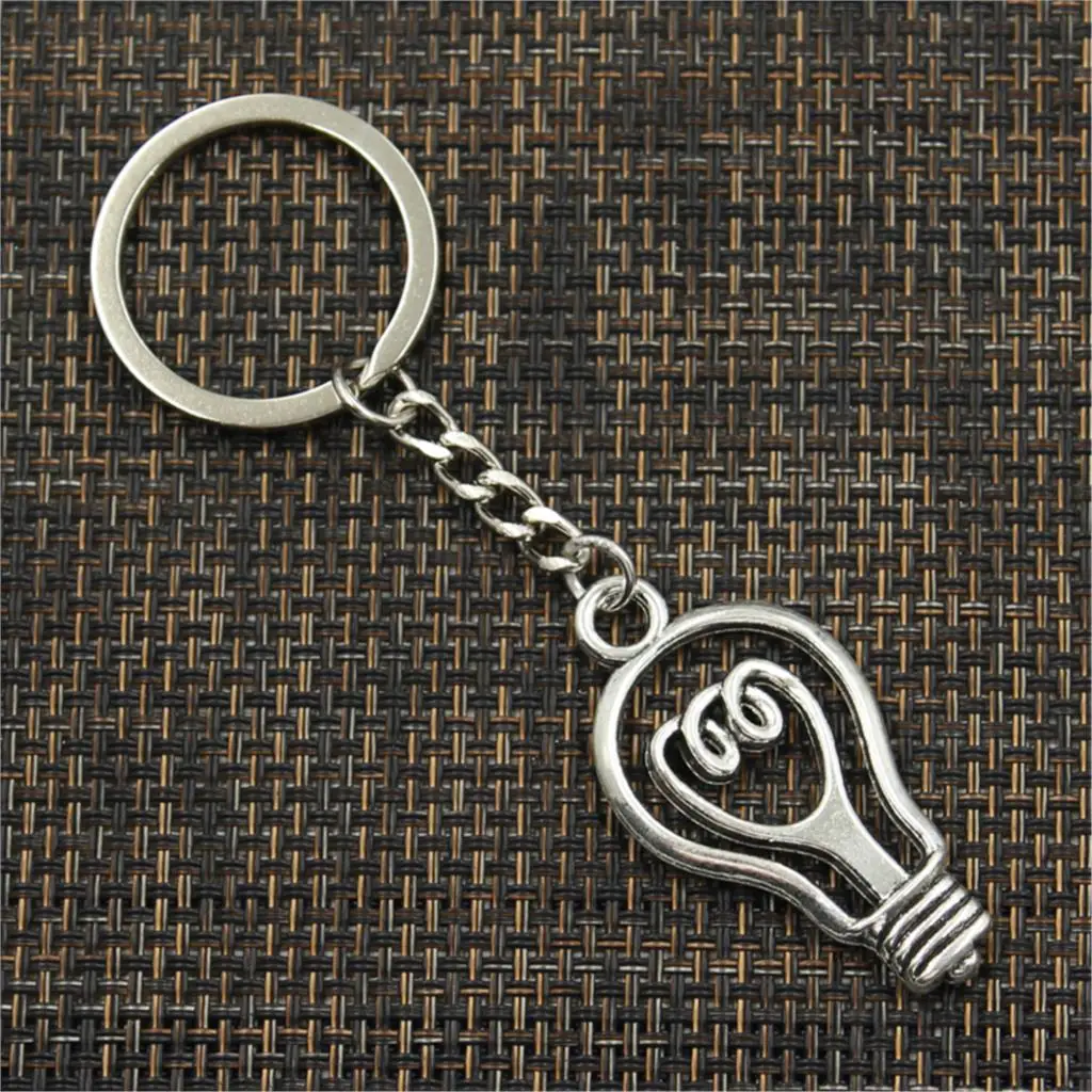 Fashion Lightbulb Bulb 46x24mm Pendant 30mm Key Ring Chain Bronze Silver Color Men Car Gift Souvenirs Keychain Dropshipping