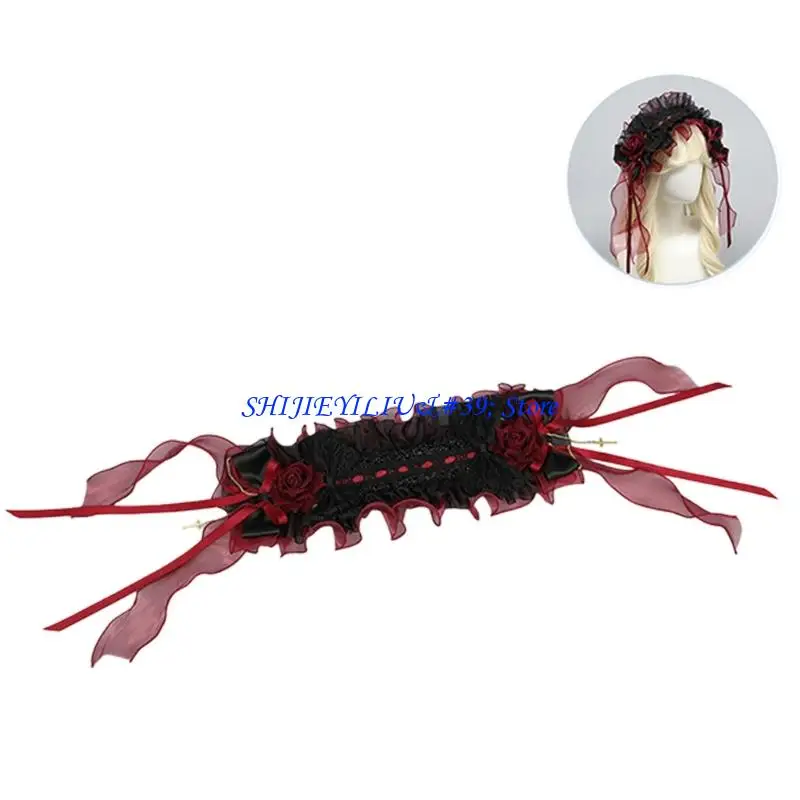 E21F Gothic Bows Headpiece for Party Proms Birthday Hairbands Stage Headwear