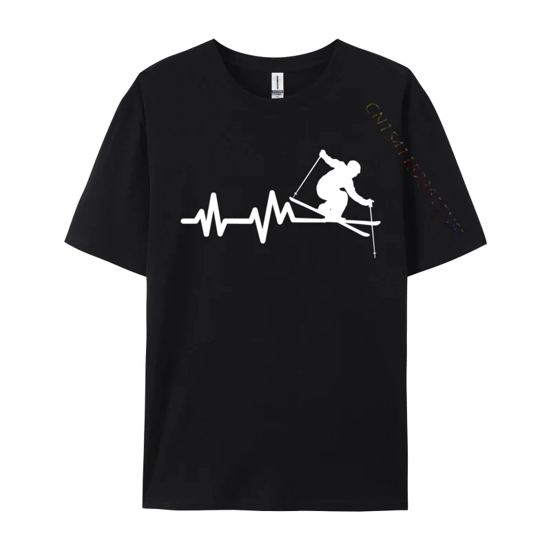 Ski Heartbeat Skiing Skier Printed Men's New Coming Summer T Shirt Fall Cotton T-Shirt Custom Tees Wholesale