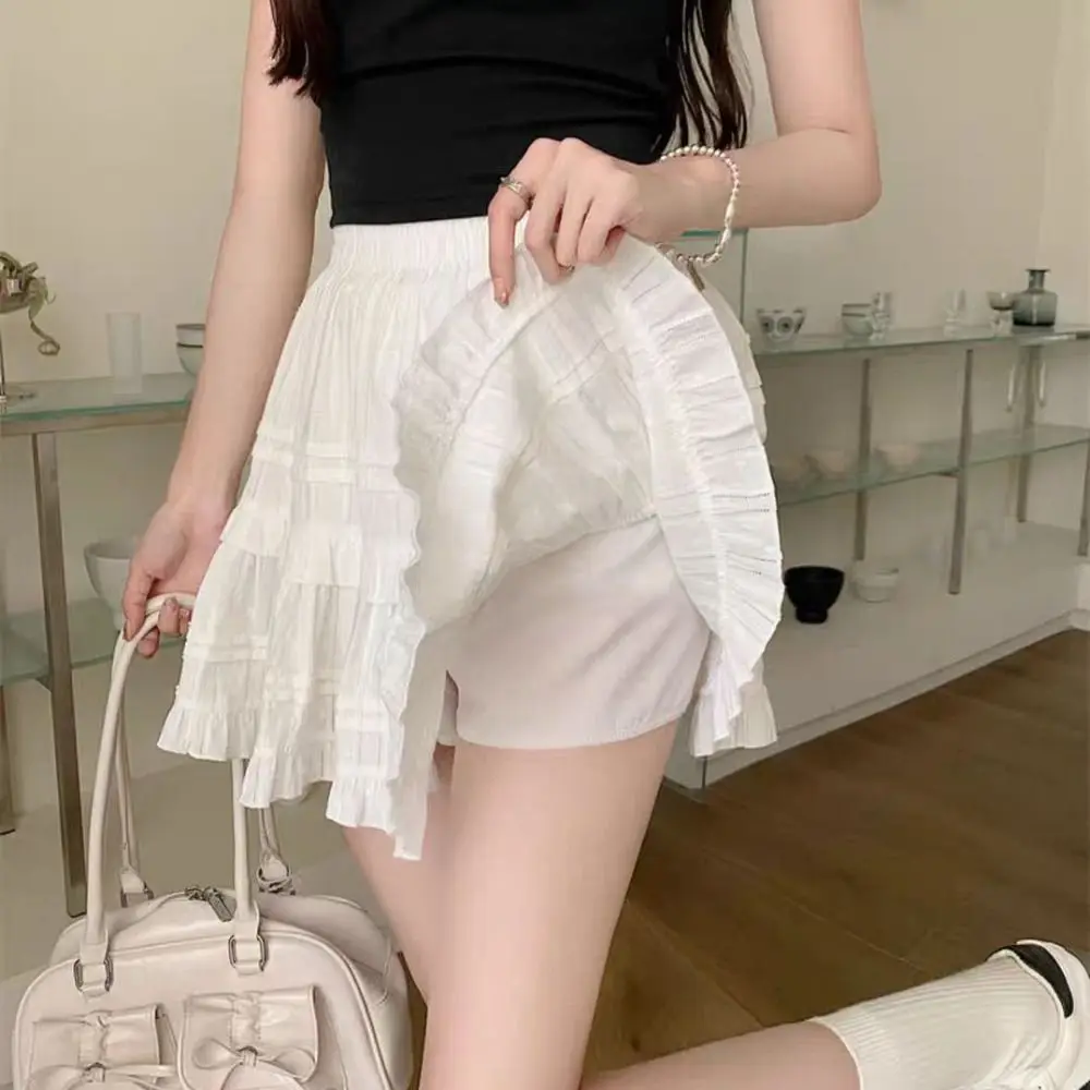 

Elastic Dots Shorts Mini Skirt Tiered Short Pleated Mini Skirts Dress Harajuku High Waist Cake Skirt School