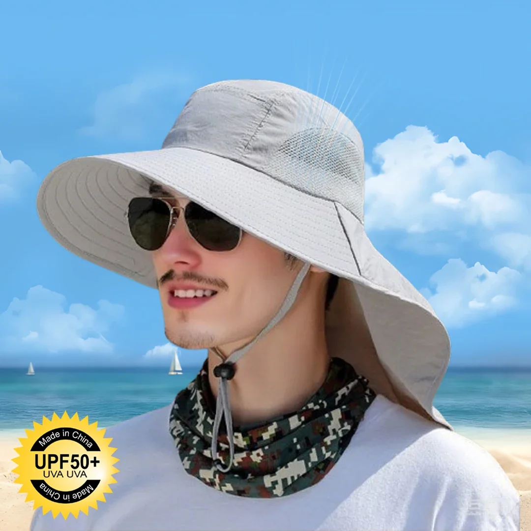 1/2/4 قطعة الصيف مقاوم للماء صياد HatOutdoor المشي لمسافات طويلة الصيد الشمس حماية قبعة الدراجات كبيرة إيف الرقبة حماية قبعة الشمس