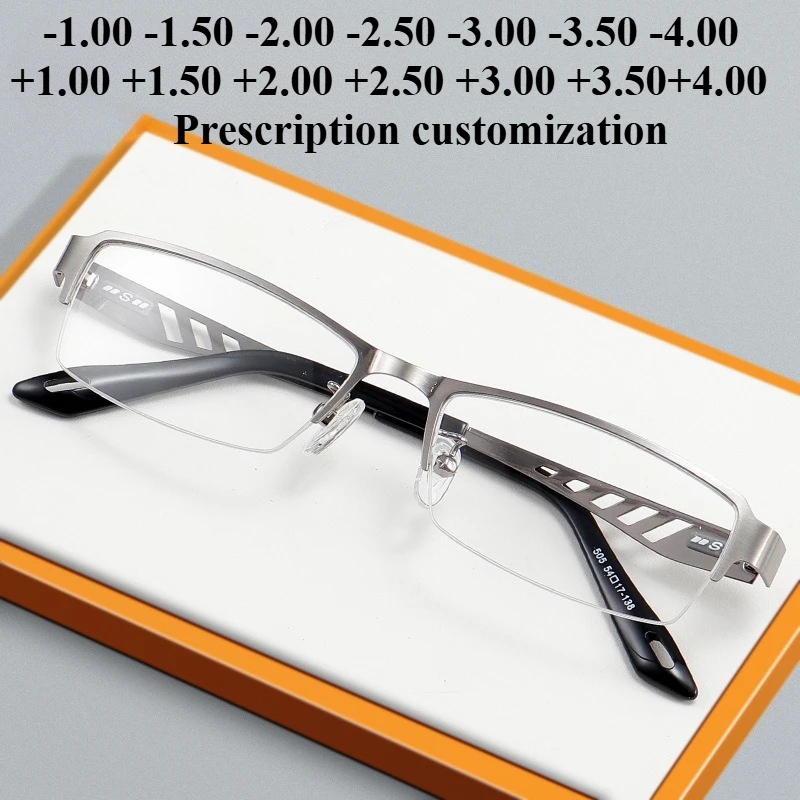 

Новые мужские полуоправные прямоугольные очки для близорукости 54 мм, с возможностью индивидуальной настройки, с защитой от синего света, для чтения