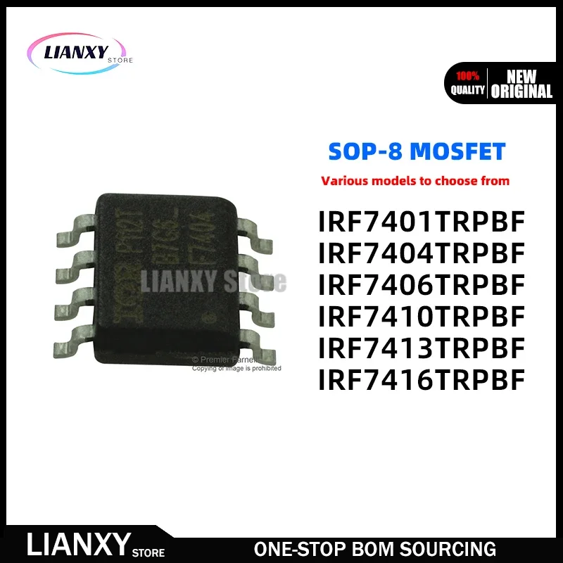 10PCS SOP-8 IRF7401TRPBF IRF7404TRPBF IRF7406TRPBF IRF7410TRPBF IRF7413TRPBF IRF7416TRPBF TRPBF MOSFET New Original