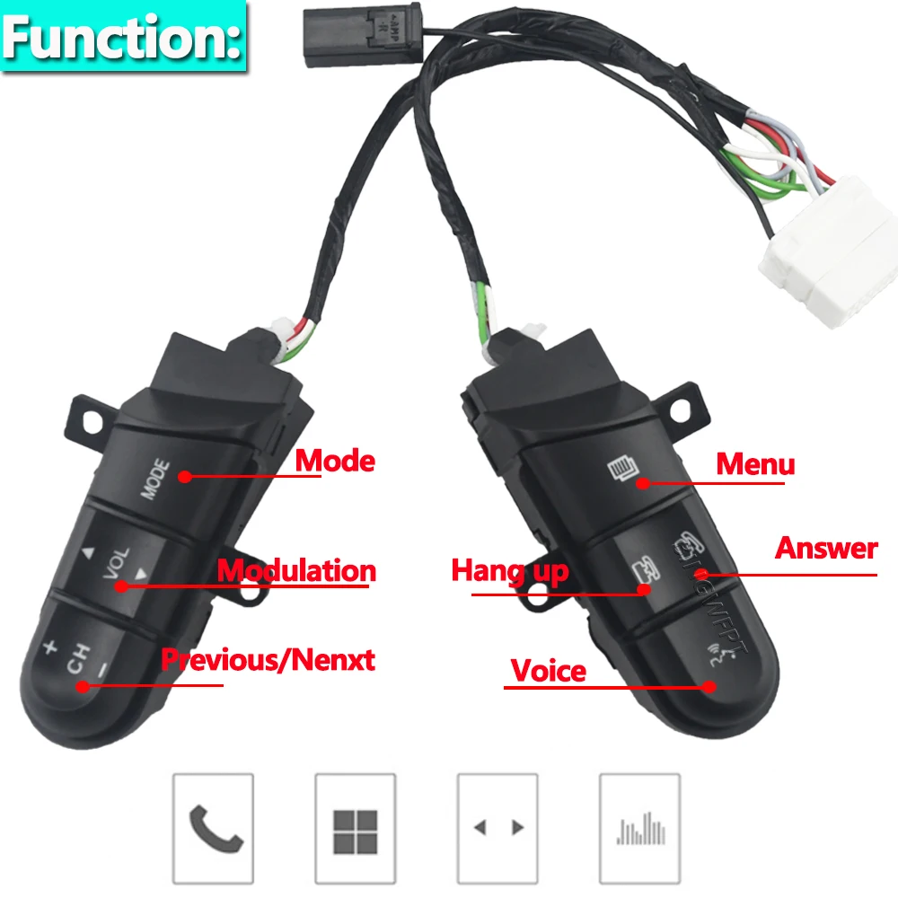 BINGWFPT Steering Wheel Audio Remote Switch 36770-SNA-D12 For Honda Jazz / Fit Civic 2006 2007 2008 2009 2010 2011 view 3