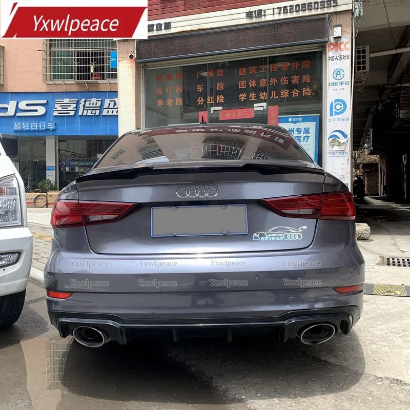 

For Audi A3 Sedan S3 2014-2020 Car Tail Wing Trim ABS Material Primer Color Rear Trunk Lip Spoiler