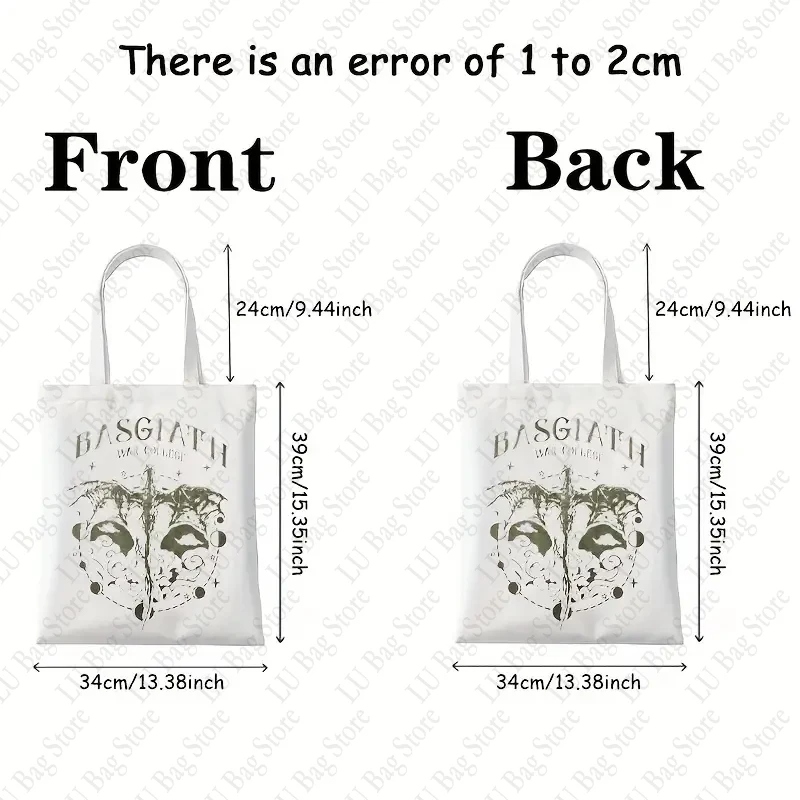 Retro Basgiath War Pattern Canvas Tote Bag Dragon Rider Shopping Bag donna borse a tracolla riutilizzabili four Wing Book Fans Gift