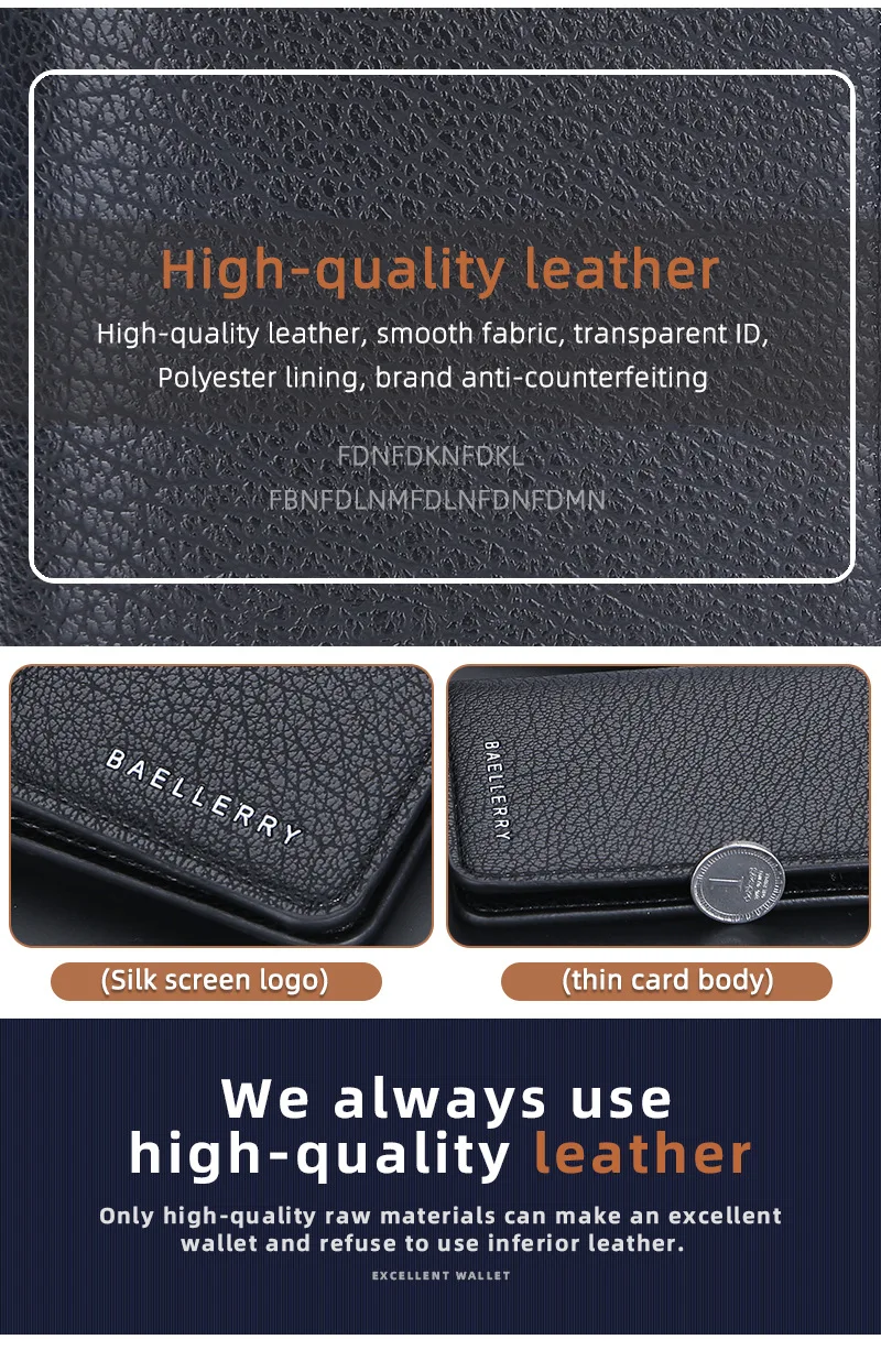 Baellerry Slim Compact Luxury Brand Wallet Men Soft Leather Credit Card Holders Wallet for Men Small ID Card Case Cardholder