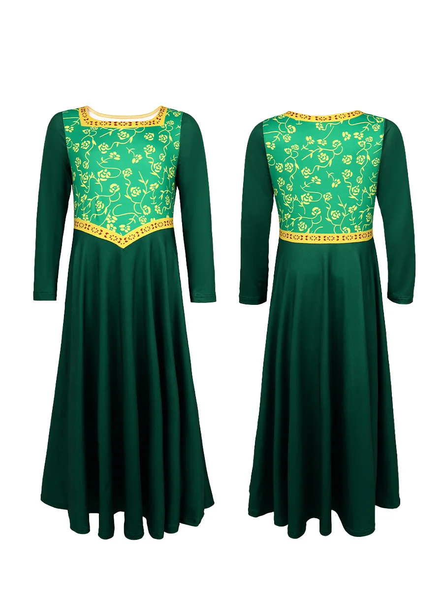 مهرجان Shrek Monster Shrek Fiona Princess Cosplay مرحلة الأداء فستان أخضر طويل كوسبلاي