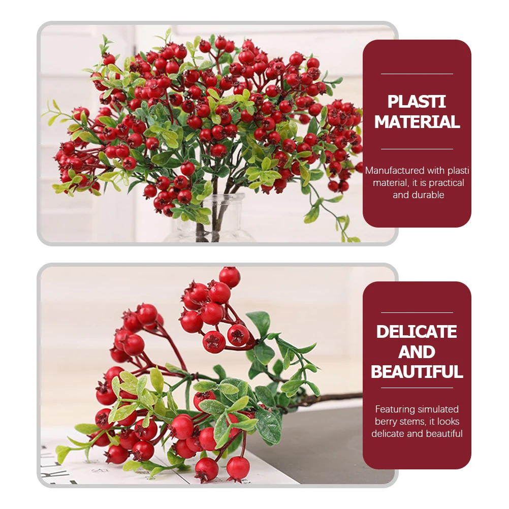 

2pcs Artificial Berry Stems Fake Fruit Decor For Christmas Tree Winter Home Decoration Diy Wreath Garland Xmas Holly Berries