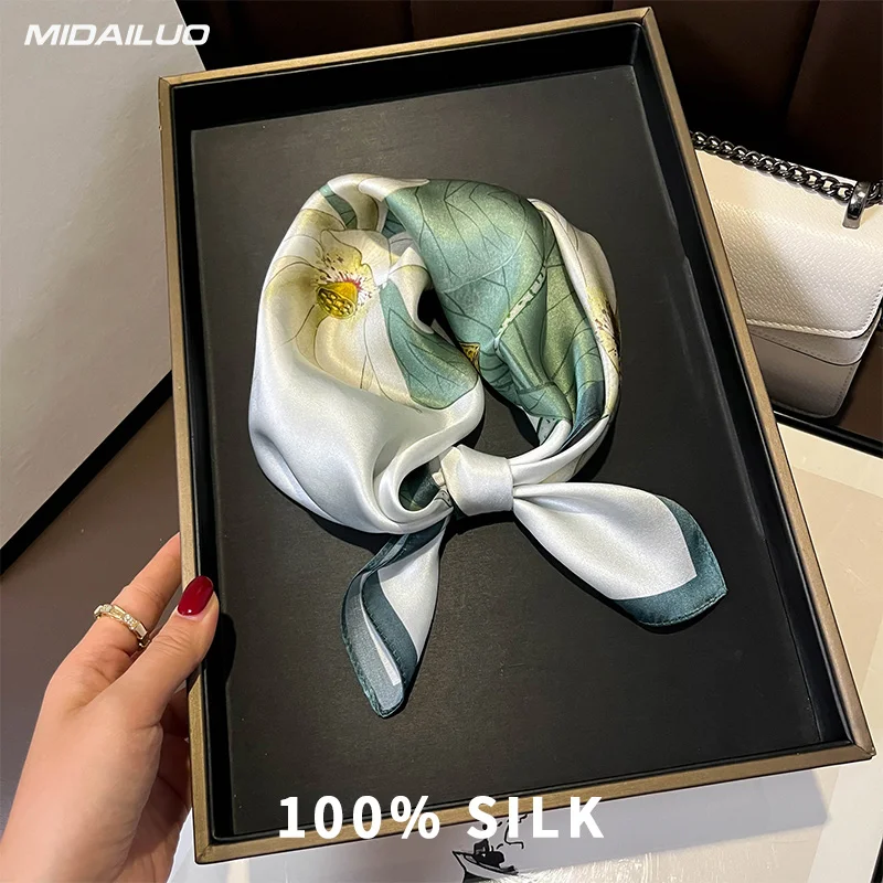 

100% Mulberry Silk Square Scarf 20.87x20.87 Inch Breathable Decorative Headscarf Elegant Accessory Non-Stretch for Outdoor Use