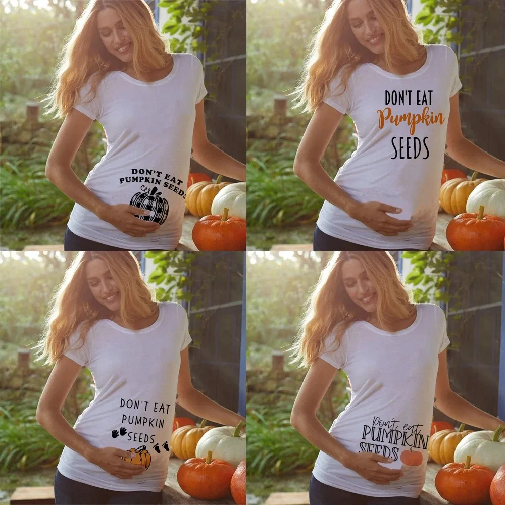 

Футболка на День Благодарения, милые футболки для беременных, топы с изображением тыквы на Хэллоуин, рубашка с объявлением о беременности