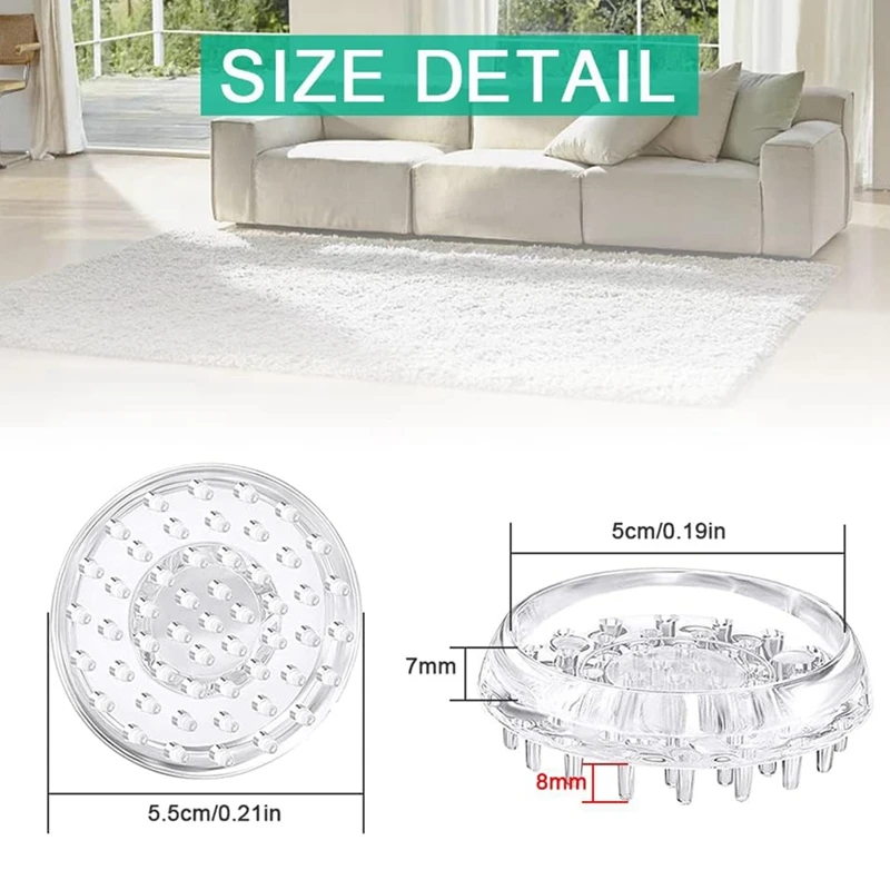 Copos Caster cravado para protetores do tapete, Floor Saver Pads, Clear Spiked Móveis Cup, Copos de Castor, 8PCs