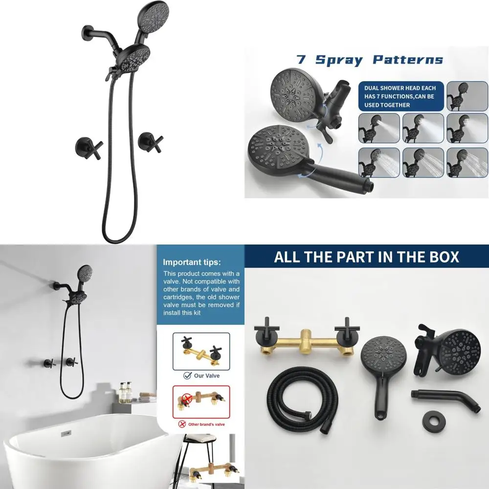 

2 Handle Shower Faucet Shower System Complete 2 in 1 Shower Combo Set with Handheld Showerhead Shower Trim Kit Wall Mounted Show