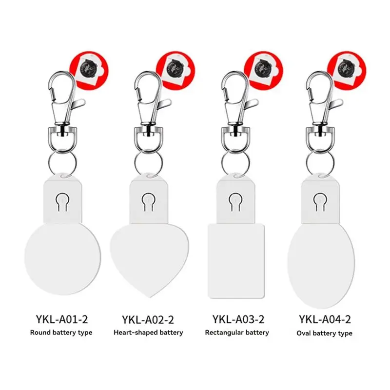 ABKW-4PCS LED Sublimation Blank Keychain Acrylic Lighted Transfer DIY Crafts Fall Thanksgiving Christmas Keychain Gift Ellipse