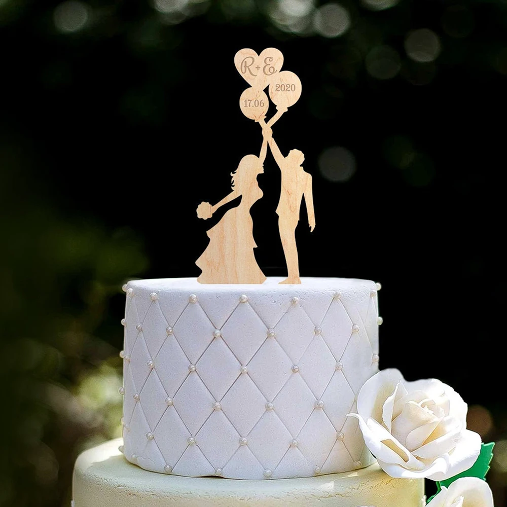 

Custom Happy Anniversary Wedding Cake Topper Party Supplies Baking Decorating Accessories Wood Happy Birthday Cake Decoration