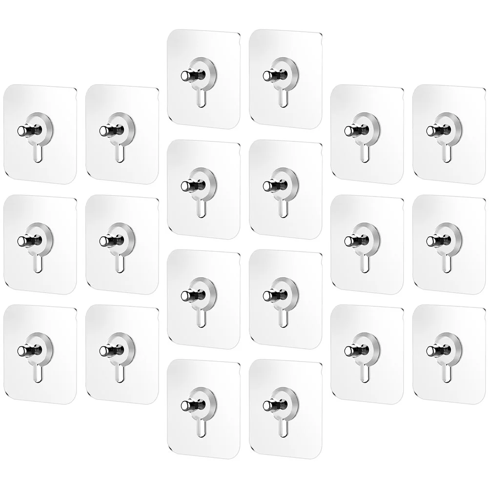 20 Pcs No Trace Screw Sticker Screws Picture Hook Wall Hooks Suite Adhesive with Rod Acrylic Self